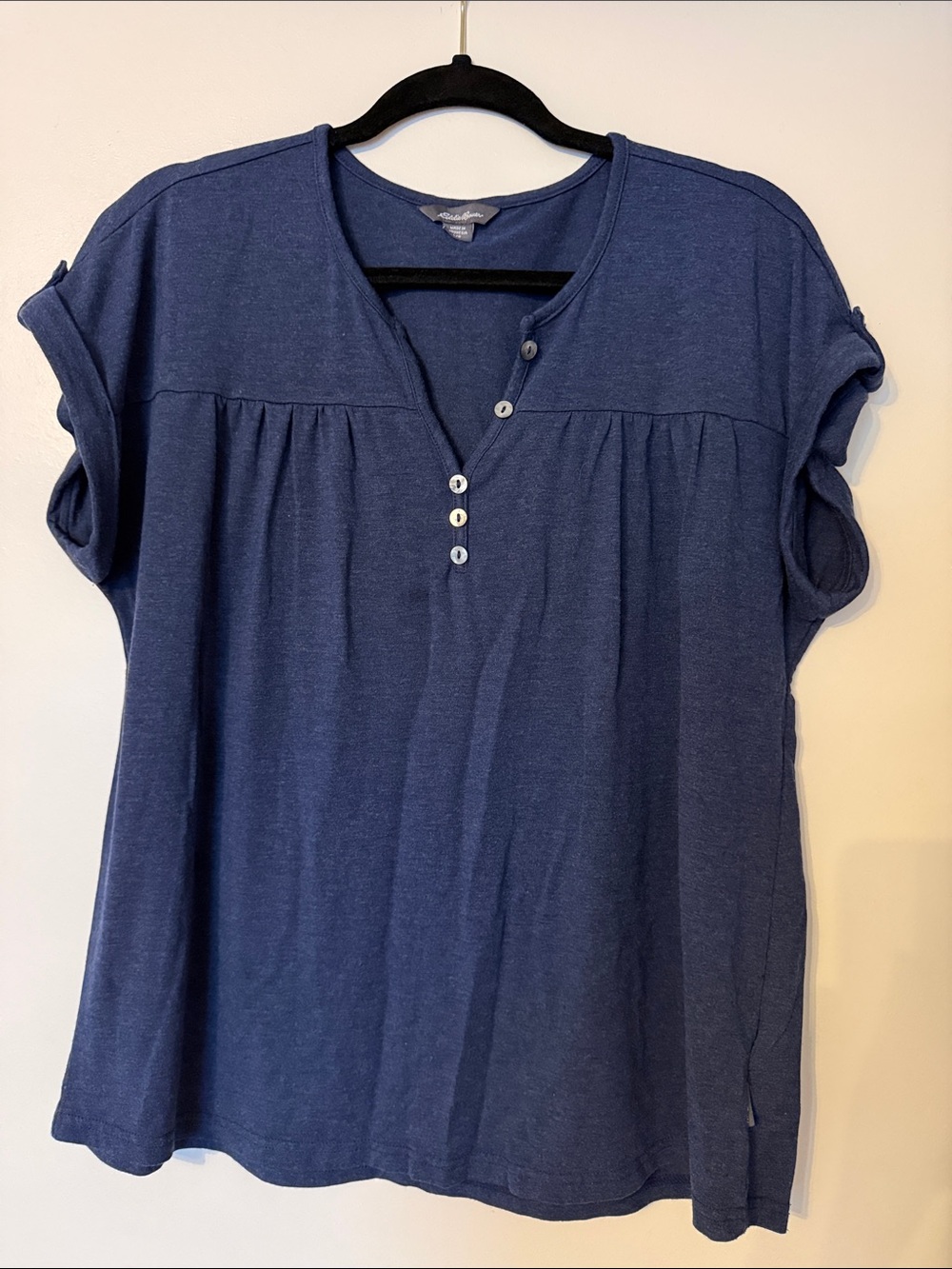 Eddie Bauer Navy Short-Sleeve Henley Top